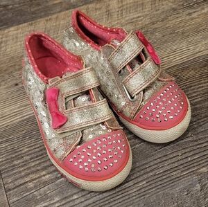 Skechers Girls Sz 8 Twinkle Toes Lo Top Glitter Rainbow Shoes Lace up Sneakers